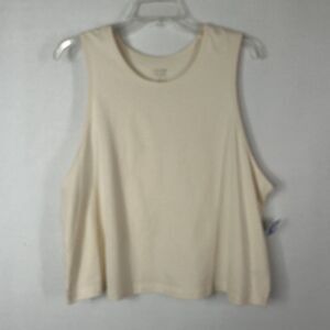 Calme by Johnny Scoop Neck Tank Top XL Cream Active Workout Casual Gym NWOT
